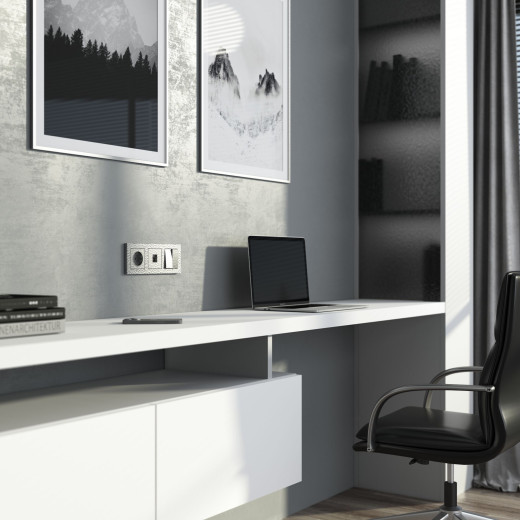 Выключатель двухклавишный (Hammaer серебряный) W1220006