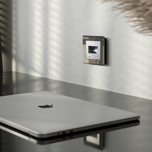 Накладка для двойной розетки Еthernet RJ-45 (Hammaer серебряный) W1291106