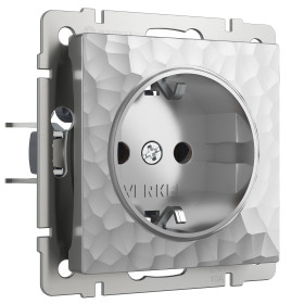 Розетка с заземлением и шторками (Hammaer серебряный) W1271106