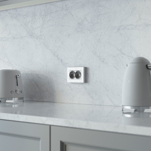 Розетка двойная с заземлением (Hammaer серебряный) W1272006