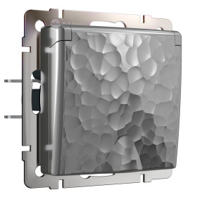 Розетка влагозащ. с зазем. с защит. крышкой и шторками (Hammaer серебряный) W1271206