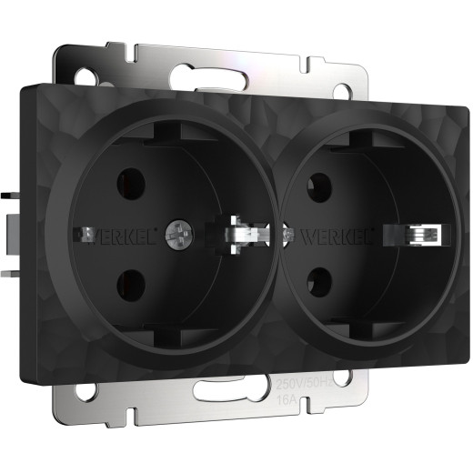 Розетка двойная с заземлением (Hammar черный) W1272008