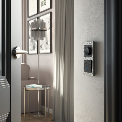 Выключатель одноклавишный проходной с подсветкой черный W1212108