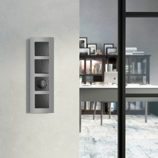 Выключатель двухклавишный проходной (Hammar черный) W1222008