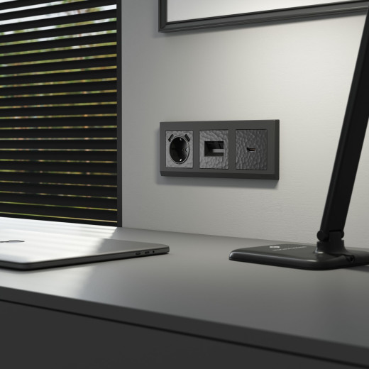 Накладка для двойной розетки Еthernet RJ-45 (Hammar черный) W1291108