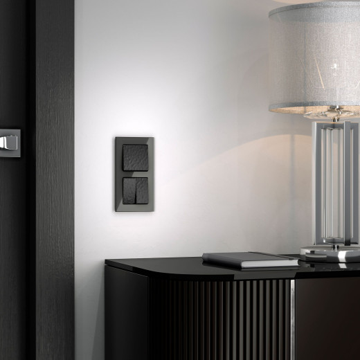 Выключатель двухклавишный (Hammar черный) W1220008