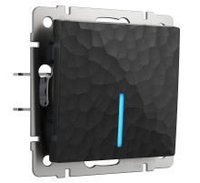 Выключатель одноклавишный проходной с подсветкой черный W1212108