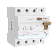 Устройство защитного отключения (УЗО) 3P+N 40 A 30 mА АС 6 kА W914P406