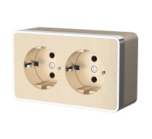 Розетка двойная с заземлением Gallant шампань рифленый W5072110