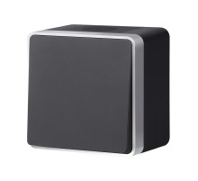 W5010234/ Выключатель одноклавишный влагозащищенный Gallant (черный с серебром) W5010234