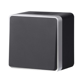 W5010234/ Выключатель одноклавишный влагозащищенный Gallant (черный с серебром) W5010234