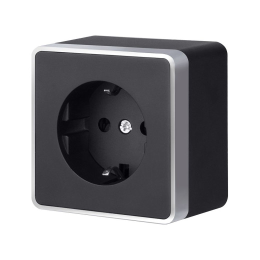 Розетка с заземлением Gallant черный с серебром W5071034 W5071034