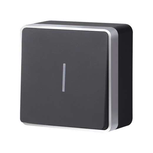 Выключатель одноклавишный с подсветкой Gallant черный с серебром W5010134 W5010134