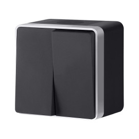 Выключатель двухклавишный влагозащищенный Gallant черный с серебром W5020234 W5020234