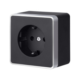 Розетка с заземлением и шторками Gallant черный с серебром W5071134 W5071134