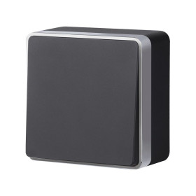 Выключатель одноклавишный проходной Gallant черный с серебром W5012034