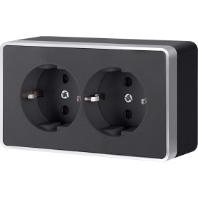 Розетка двойная с заземлением Gallant черный с серебром W5072134 W5072134