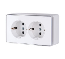 Розетка двойная с заземлением Gallant белая W5072101