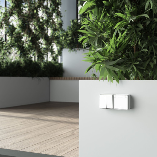 Выключатель двухклавишный влагозащищенный Gallant белый WL15-03-02