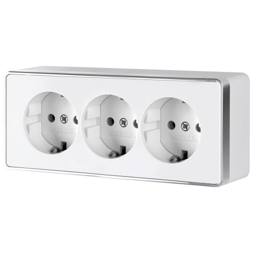 Розетка тройная с заземлением и шторками Gallant белая W5073101