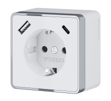 Розетка с заземлением, шторками и USB тип A+C Gallant белый W5071701
