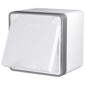 Розетка влагозащ. с зазем. с защит. крышкой и шторками Gallant белая W5071201