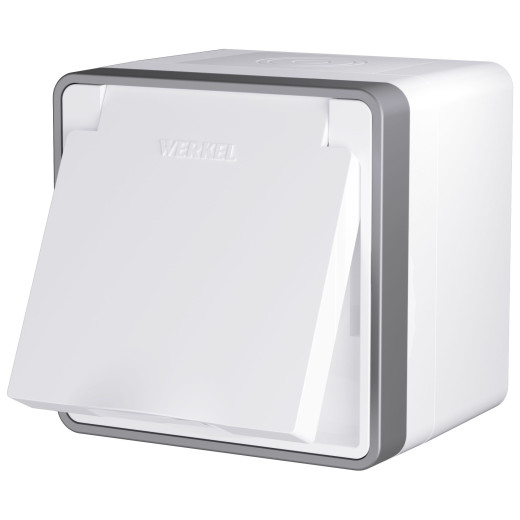 Розетка влагозащ. с зазем. с защит. крышкой и шторками Gallant белая W5071201