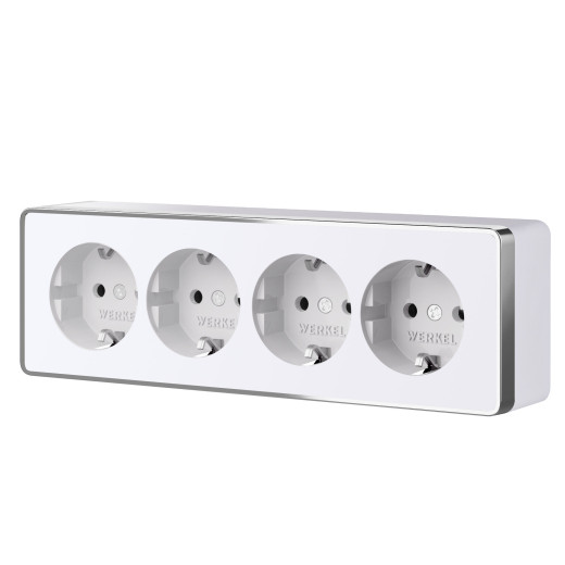 Розетка четверная с заземлением и шторками Gallant белая W5072210