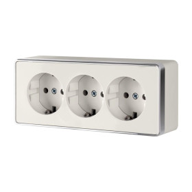 Розетка тройная с заземлением и шторками Gallant слоновая кость W5073103