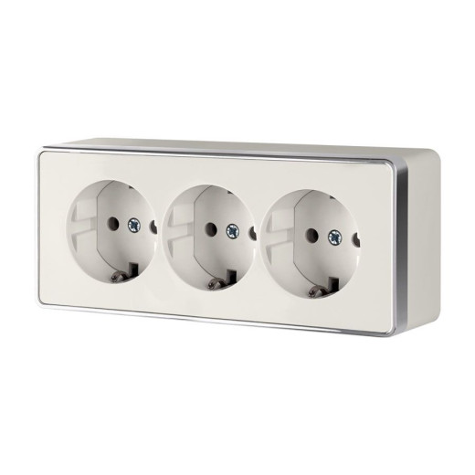 Розетка тройная с заземлением и шторками Gallant слоновая кость W5073103