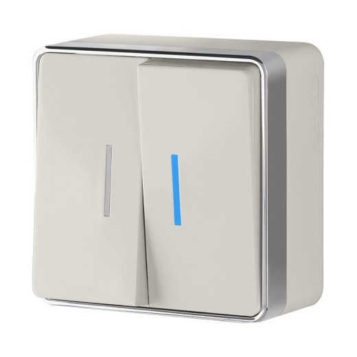 Выключатель двухклавишный с подсветкой Gallant слоновая кость W5020103