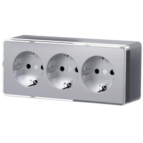 Розетка тройная с заземлением и шторками Gallant серебряный W5073106