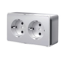 Розетка двойная с заземлением Gallant серебряный W5072106