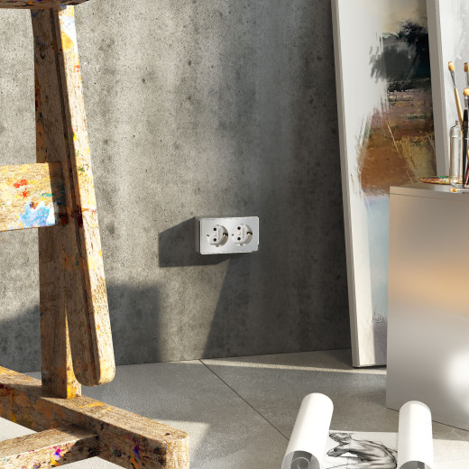 Розетка двойная с заземлением Gallant серебряный W5072106