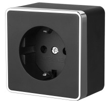 Розетка с заземлением Gallant черный/хром W5071035