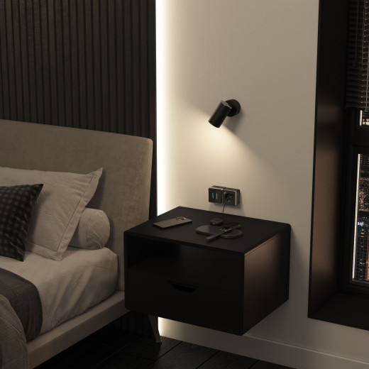 Розетка с заземлением, шторками и USB тип A+C Gallant чёрный хром W5071735