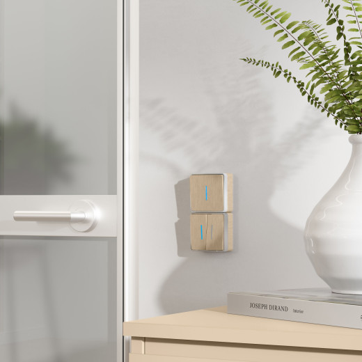 Выключатель двухклавишный с подсветкой Gallant шампань рифленый W5020110