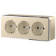 Розетка тройная с заземлением и шторками Gallant шампань рифленый W5073110