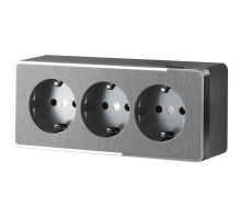 Розетка тройная с заземлением и шторками Gallant графит рифленый W5073104