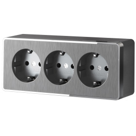Розетка тройная с заземлением и шторками Gallant графит рифленый W5073104