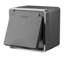 Розетка влагозащ. с зазем. с защит. крышкой и шторками Gallant графит рифленый W5071204