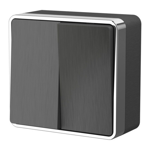 Выключатель двухклавишный Gallant графит рифленый W5020004