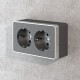 Розетка двойная с заземлением Gallant графит рифленый W5072104