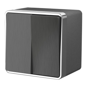 Выключатель двухклавишный влагозащищенный Gallant графит рифленый W5020204