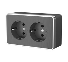 Розетка двойная с заземлением Gallant графит рифленый W5072104
