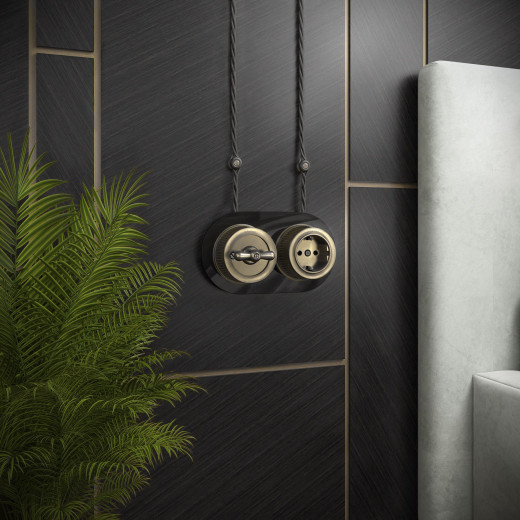 Выключатель на 4 положения двухклавишный бронзовый ретро W5720012