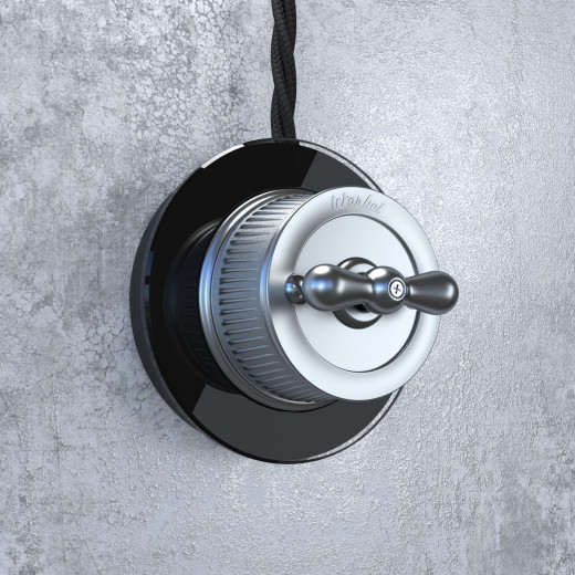 Выключатель на 4 положения двухклавишный матовый хром ретро WL19-01-05