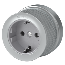 Розетка с заземлением матовый хром ретро WL19-10-01