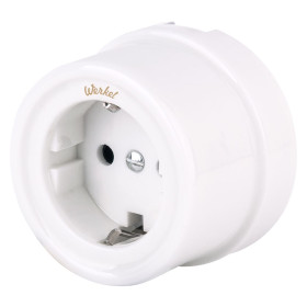 Розетка с заземлением белый ретро W5671001