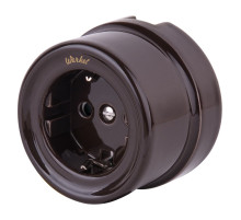 Розетка с заземлением коричневый ретро W5671014